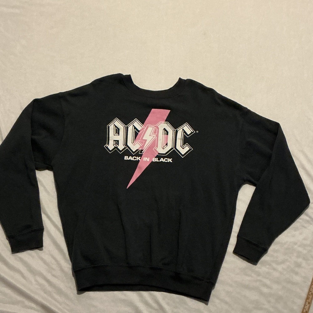 AC/DC Gray Oversized Back In Black Crewneck Sweatshirt XS good condition